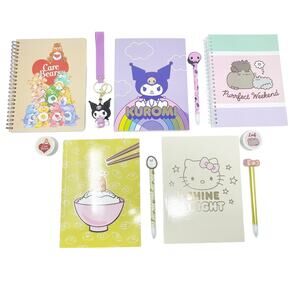 Hello Kitty Kuromi Care Bears Assorted Journal Lot w Eraser Pencil Keychain NEW